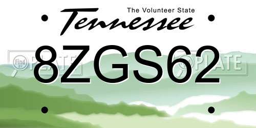 8ZGS62 Tennessee License Plate