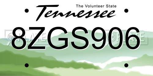 8ZGS906 Tennessee License Plate