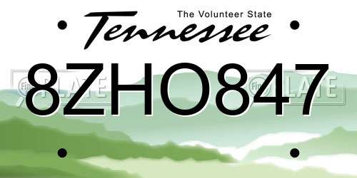 8ZHO847 Tennessee License Plate