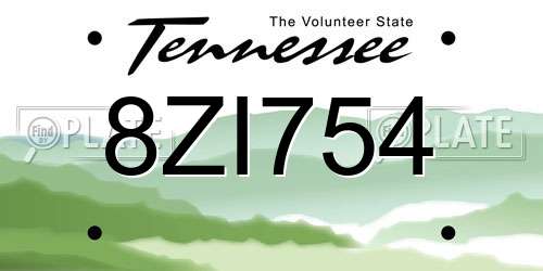 8ZI754 Tennessee License Plate