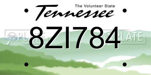 8ZI784 Tennessee License Plate