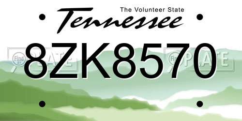 8ZK8570 Tennessee License Plate