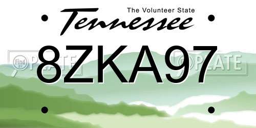 8ZKA97 Tennessee License Plate