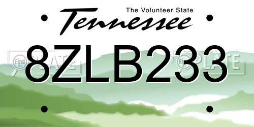8ZLB233 Tennessee License Plate