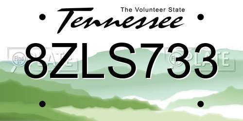 8ZLS733 Tennessee License Plate