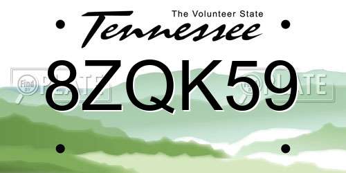 8ZQK59 Tennessee License Plate