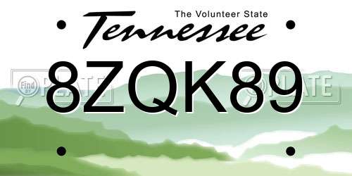 8ZQK89 Tennessee License Plate