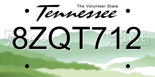 8ZQT712 Tennessee License Plate