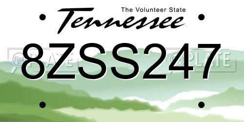 8ZSS247 Tennessee License Plate