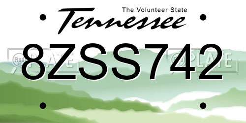 8ZSS742 Tennessee License Plate