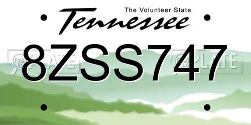 8ZSS747 Tennessee License Plate