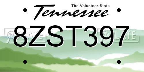 8ZST397 Tennessee License Plate