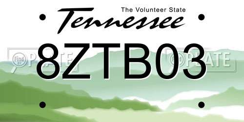 8ZTB03 Tennessee License Plate