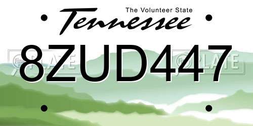 8ZUD447 Tennessee License Plate