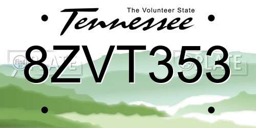 8ZVT353 Tennessee License Plate