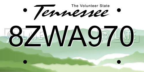 8ZWA970 Tennessee License Plate