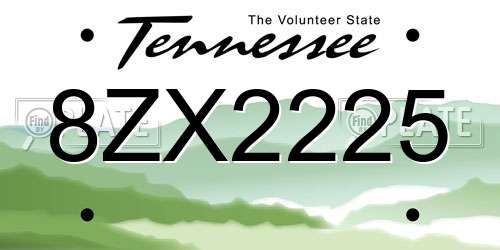 8ZX2225 Tennessee License Plate