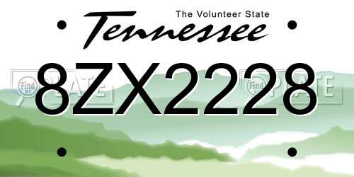 8ZX2228 Tennessee License Plate