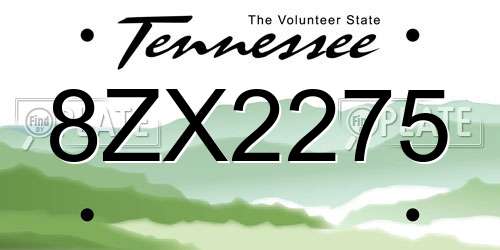 8ZX2275 Tennessee License Plate