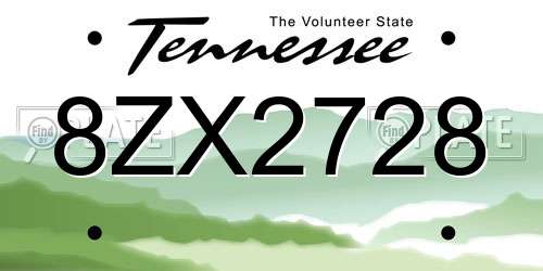 8ZX2728 Tennessee License Plate