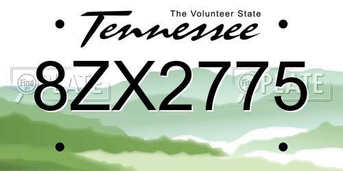 8ZX2775 Tennessee License Plate