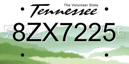 8ZX7225 Tennessee License Plate