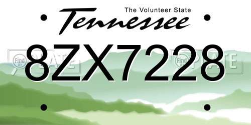 8ZX7228 Tennessee License Plate