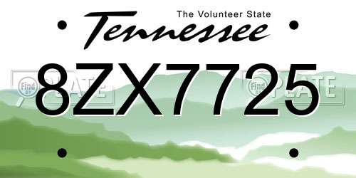 8ZX7725 Tennessee License Plate