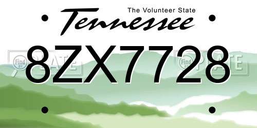 8ZX7728 Tennessee License Plate