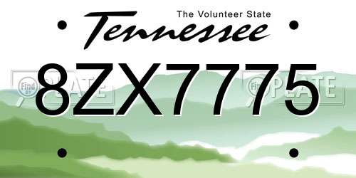 8ZX7775 Tennessee License Plate