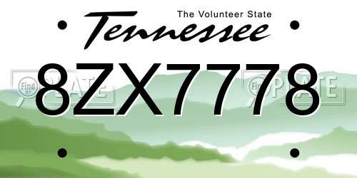 8ZX7778 Tennessee License Plate