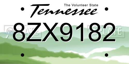 8ZX9182 Tennessee License Plate