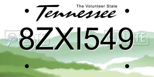 8ZXI549 Tennessee License Plate