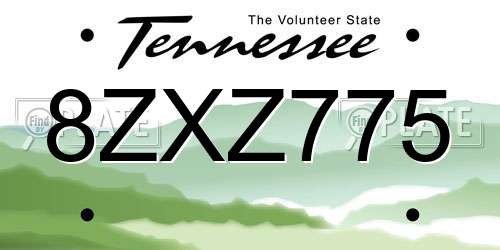 8ZXZ775 Tennessee License Plate