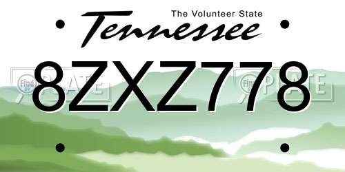 8ZXZ778 Tennessee License Plate