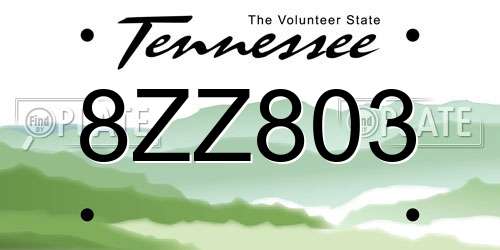 8ZZ803 Tennessee License Plate
