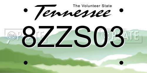 8ZZS03 Tennessee License Plate