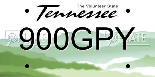 900GPY Tennessee License Plate
