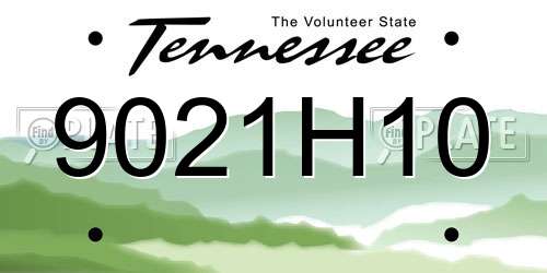 9021H10 Tennessee License Plate