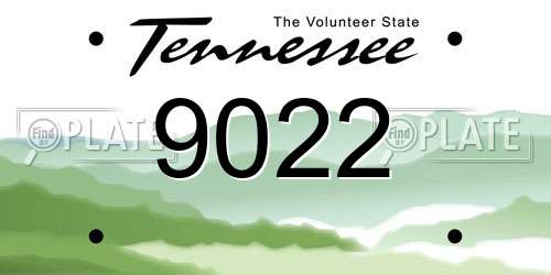 9022 Tennessee License Plate