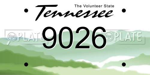 9026 Tennessee License Plate