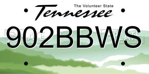 902BBWS Tennessee License Plate