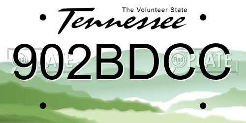 902BDCC Tennessee License Plate