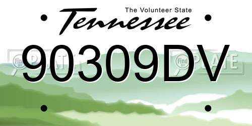 90309DV Tennessee License Plate
