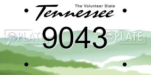 9043 Tennessee License Plate