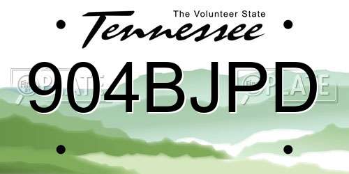 904BJPD Tennessee License Plate
