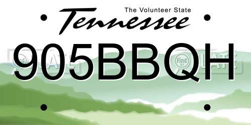 905BBQH Tennessee License Plate