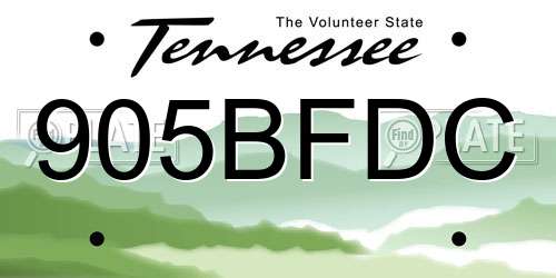 905BFDC Tennessee License Plate