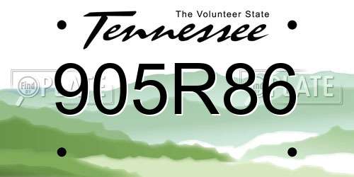 905R86 Tennessee License Plate