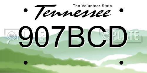 907BCD Tennessee License Plate